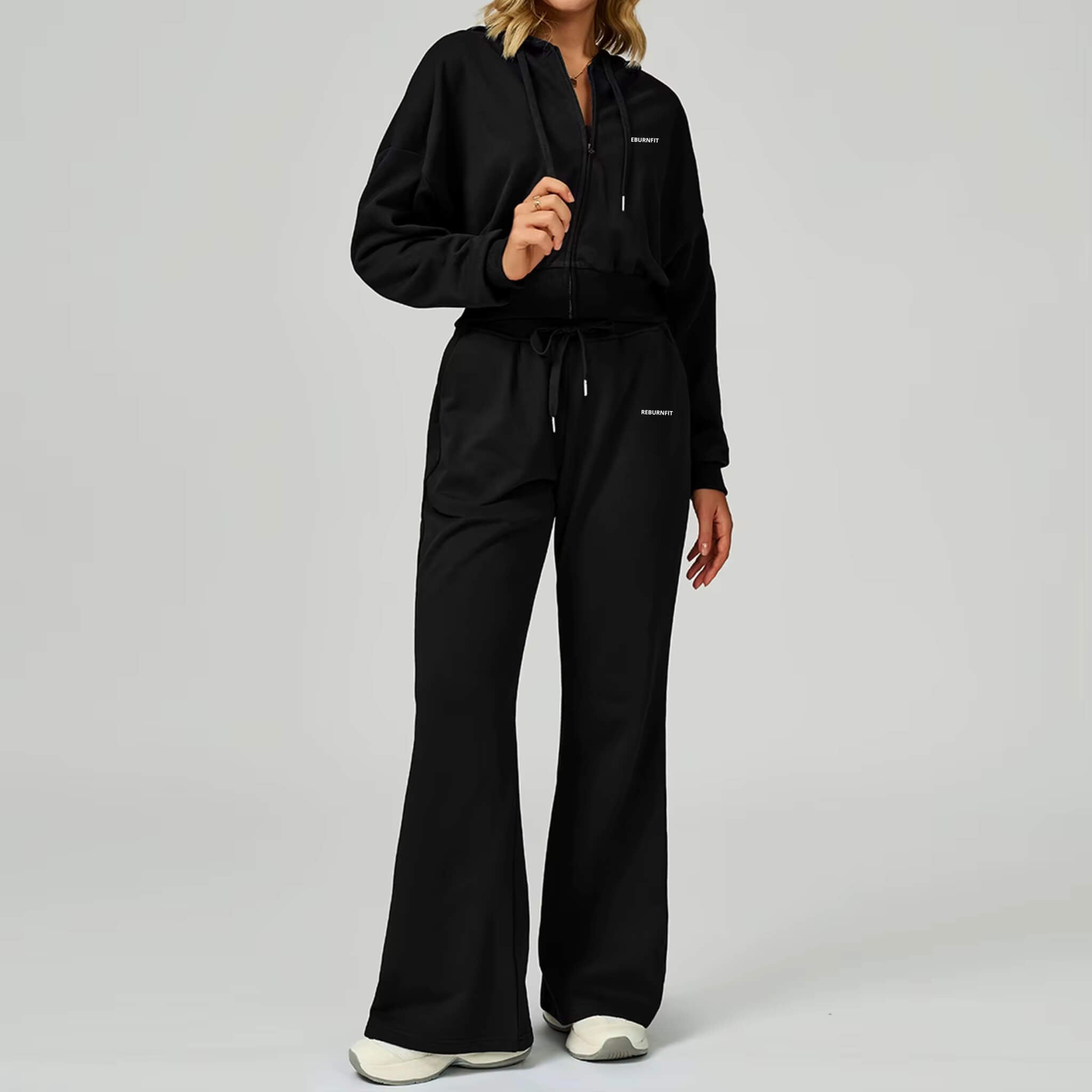 Zip-Through Loose Hoodie & Trouser Set