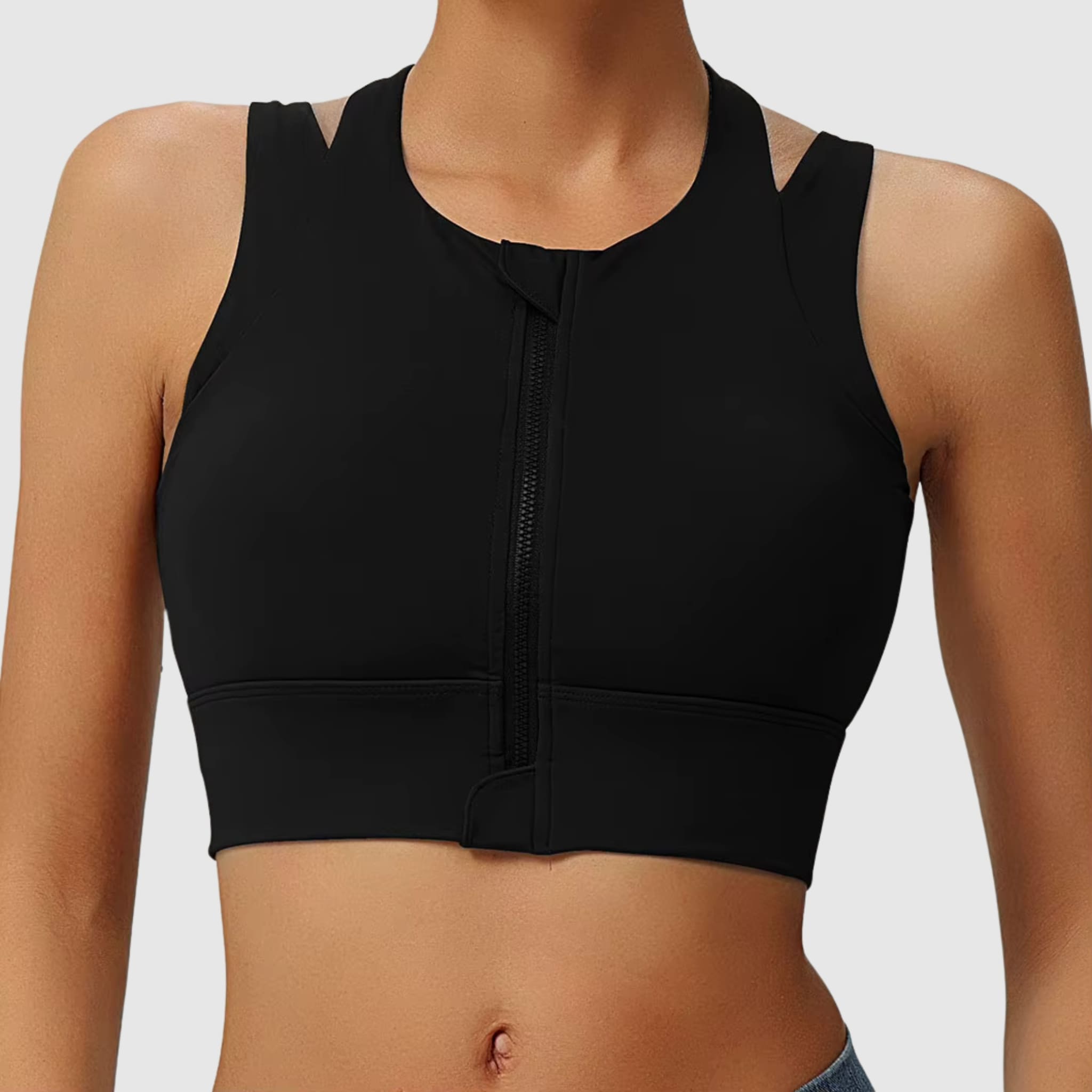 Zip-Front Racerback Sports Bra