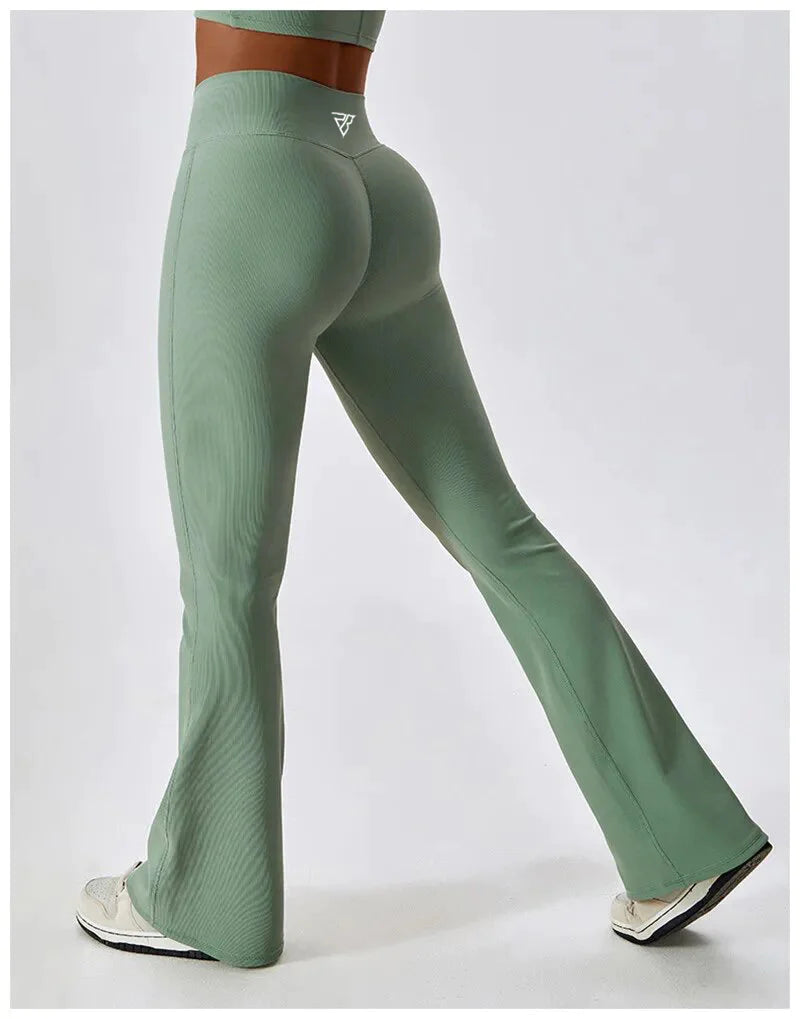Push Up Sport Bra & V Waist Flared Bottoms Pants