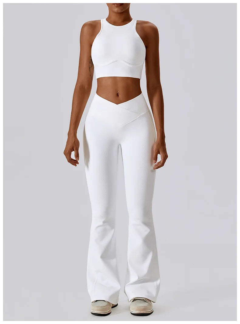 Push Up Sport Bra & V Waist Flared Bottoms Pants