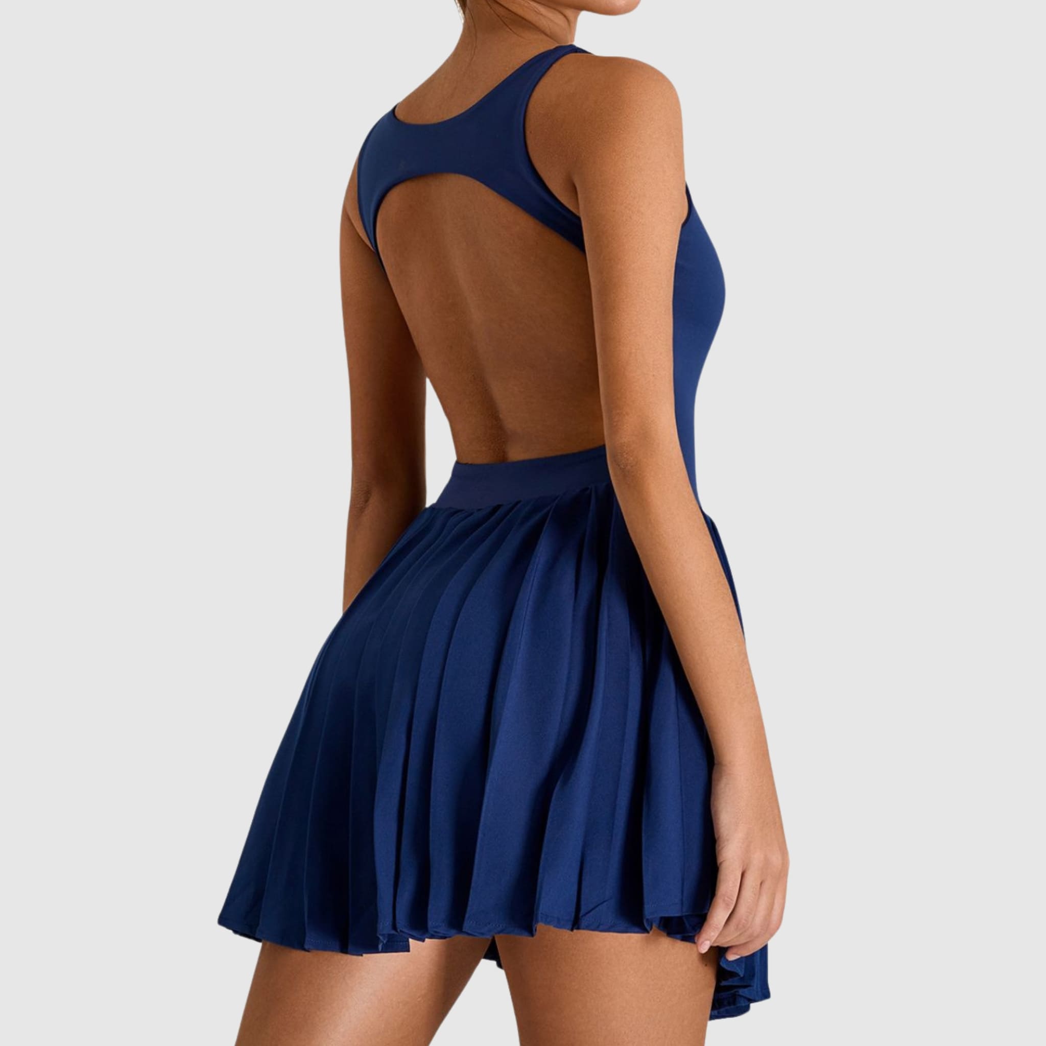 tennis dress backless Soft Active Open-Back Pleated Tennis Dress in Coconut